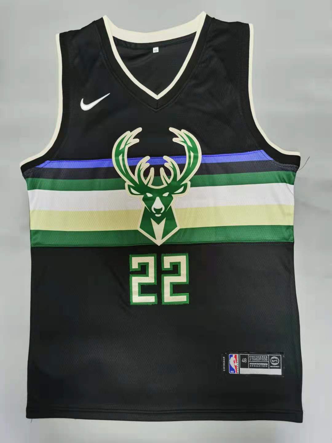 Men Milwaukee Bucks #22 Middleton Black 2021 Nike Game NBA Jersey